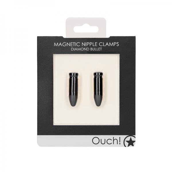Ouch Magnetic Nipple Clamps - Diamond Bullet - Black Sex Toy Product