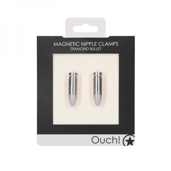 Ouch Magnetic Nipple Clamps - Diamond Bullet - Silver Sex Toy Product