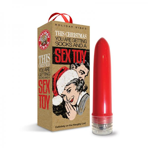 Naughty List Gift Socks And A Sex Toy 4 In. Multi-speed Vibe With Storage Bag Sex Toy Product