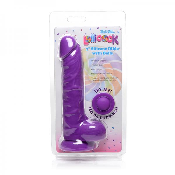 Lollicock Silicone Dildo With Balls 7 In. Grape Sex Toy Product