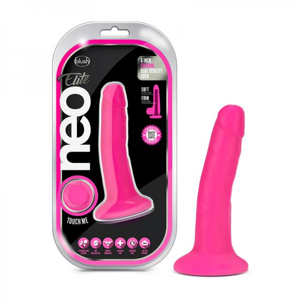 Neo Elite - 6-inch Silicone Dual-density Cock - Neon Pink Sex Toy Product