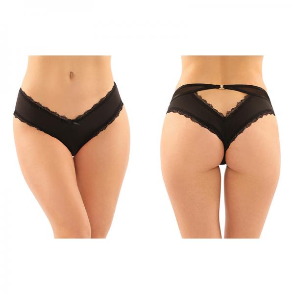 Dahlia Cheeky Hipster Panty With Lace Trim And Keyhole Cutout 6-pack L/xl Black Sex Toy Product