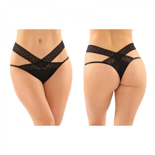 Daphne Microfiber Brazilian-cut Panty With Criss-cross Lace Waistband 6-pack L/xl Black Sex Toy Product