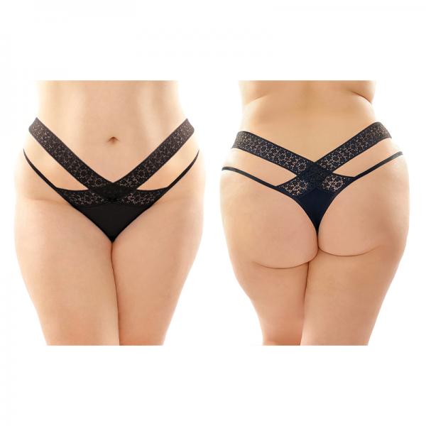 Daphne Microfiber Brazilian-cut Panty With Criss-cross Lace Waistband 6-pack Q/s Black Sex Toy Product