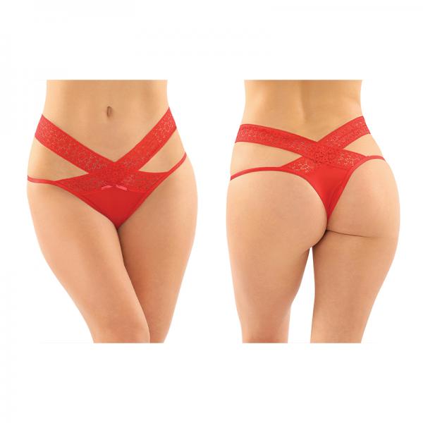 Daphne Microfiber Brazilian-cut Panty With Criss-cross Lace Waistband 6-pack L/xl Red Sex Toy Product