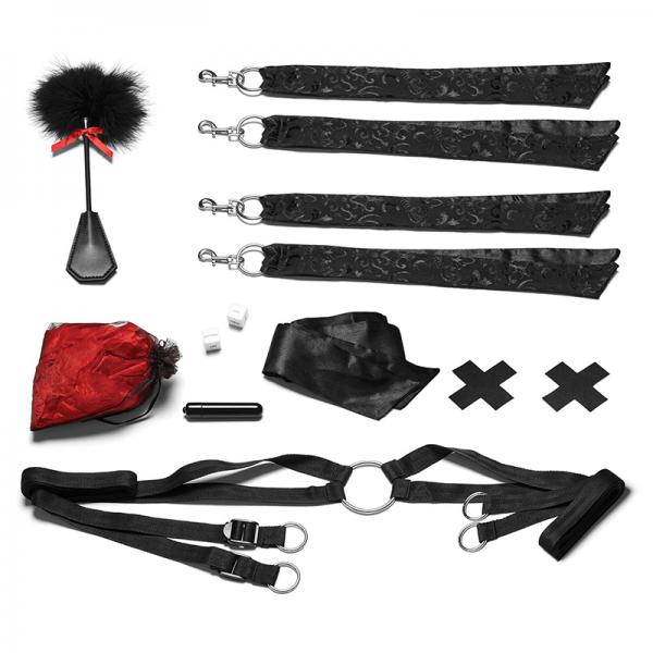 Night Of Romance Satin Cuffs With Rose Petals 6-piece Bedspreader Set Sex Toy Product