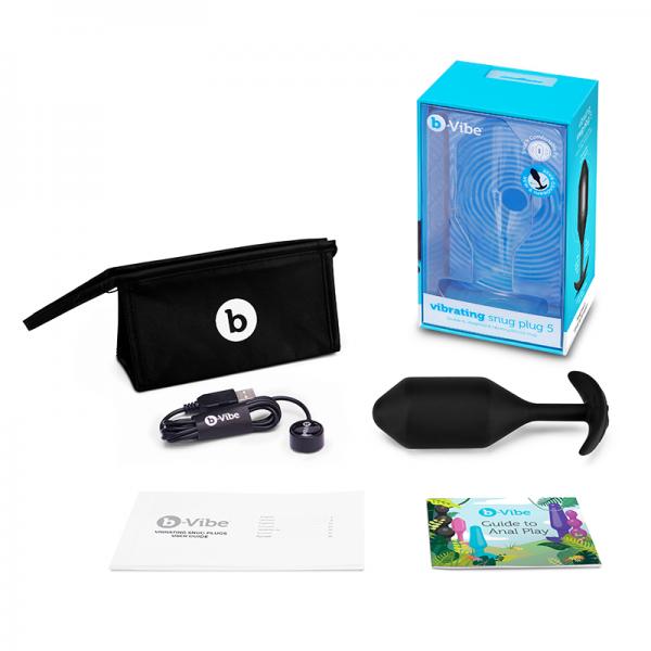B-vibe Vibrating Snug Plug 5 Black Sex Toy Product