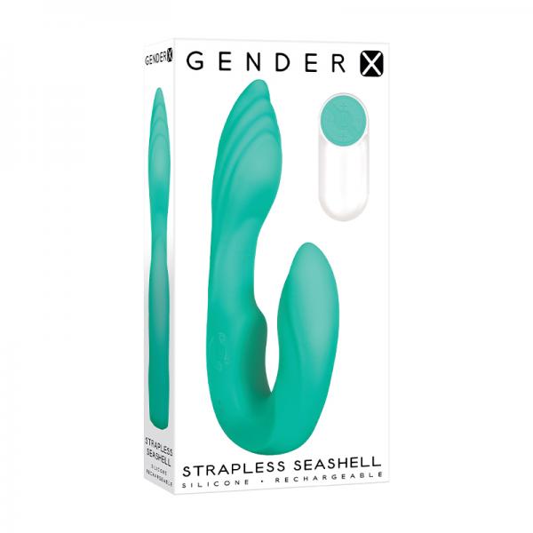 Gender X Strapless Seashell Rechargeable Silicone Teal Sex Toy Product
