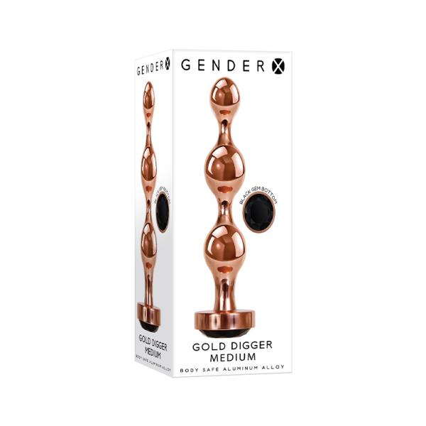Gender X Gold Digger Medium Plug Rose Gold/black Sex Toy Product