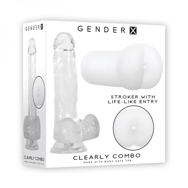 Gender X Clearly Combo Dildo And Stroker Clear Sex Toy Product