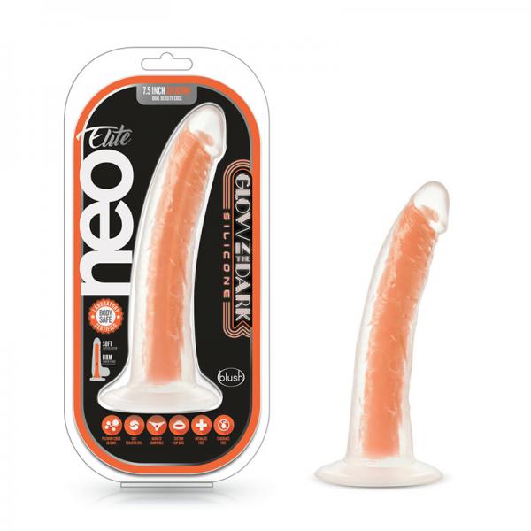 Neo Elite Lava Glow-in-the-dark 7" Silicone Dual-density Dildo Neon Orange Sex Toy Product