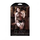 Sheer Body Language Halter Dress With Attached Stockings And Red Floral Design Black Queen Sex Toy Product