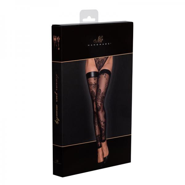 Noir Handmade Tulle Stockings With Patterned Flock Embroidery Xxl Sex Toy Product