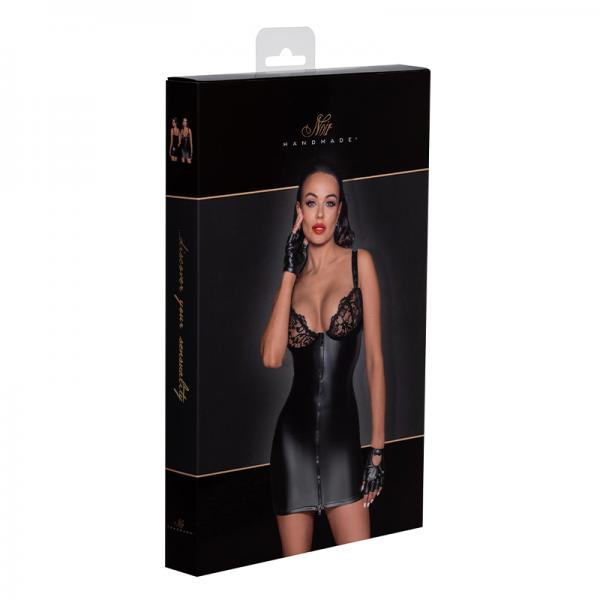 Noir Handmade Powerwetlook Mini Dress With Lace Chest And 2-way Zipper M Sex Toy Product