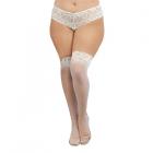 Dreamgirl Plus-size Sheer Thigh-high Stockings With Silicone Lace Top White Queen Sex Toy Product