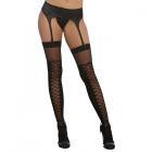 Dreamgirl Sheer Thigh-high Stockings With Knitted Lace-up Boot Detail Black Os Sex Toy Product