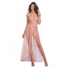 Dreamgirl Stretch Lace Teddy & Sheer Mesh Maxi Skirt With Adjustable Straps & G-string Rose Large Ha Sex Toy Product
