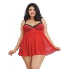 Dreamgirl Plus-size Stretch Mesh And Lace Babydoll With Underwire Push-up Cups, G-string, And Lace O Sex Toy Product