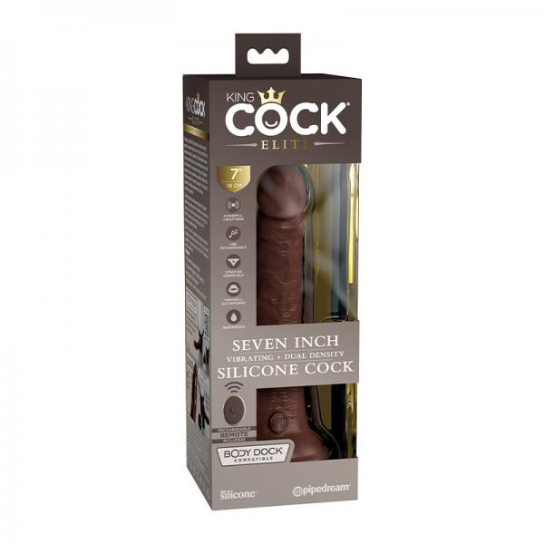 King Cock Elite Vibrating Silicone Dual-density Cock With Remote 7 In. Brown Sex Toy Product