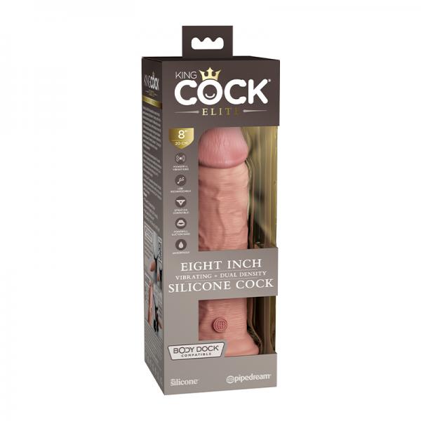 King Cock Elite Vibrating Silicone Dual-density Cock 8 In. Light Sex Toy Product