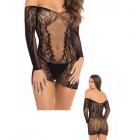 Demure Long Sleeve Mini Dress Black S/m Sex Toy Product