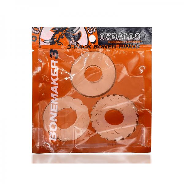 Oxballs Bonemaker 3-pack Boner Cockring Kit Flextpr Clear Sex Toy Product