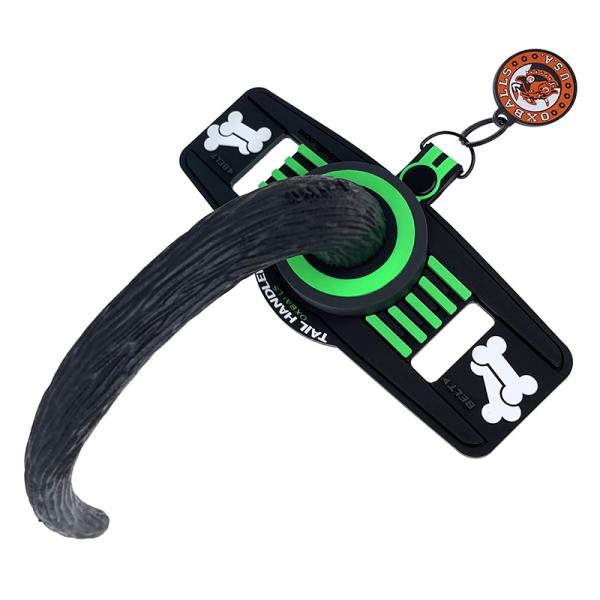 Oxballs Tail Handler Belt Strap With Pup Tail Silicone/pvc Green Sex Toy Product