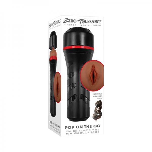 Zt Pop On The Go Dark With Vibrating Pleasure Ring Black/dark Sex Toy Product