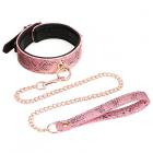 Collar And Leash Micro Fiber Snake Print With Leather Lining Sex Toy Product
