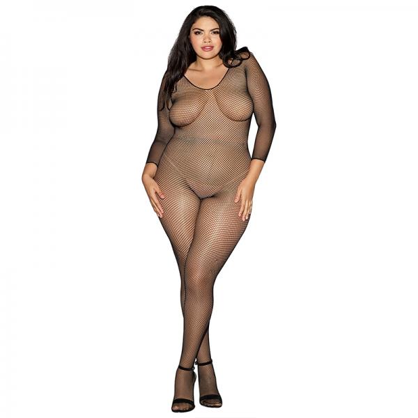 Dreamgirl Longsleeve Fishnet Bodystocking With Open Crotch Black Queen Sex Toy Product