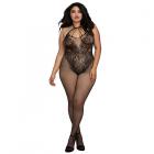 Dreamgirl Fishnet Bodystocking With Knitted Teddy Design, Strappy Neckline, Adjustable Halter Ties, Sex Toy Product