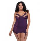 Dreamgirl Microfiber And Mesh Garter Slip With Underwire Shelf Bra Plum Queen Sex Toy Product