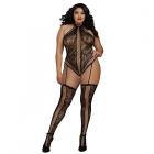 Dreamgirl Lace Teddy Bodystocking With Criss-cross Details And Halter Neckline With Snap-neck Closur Sex Toy Product