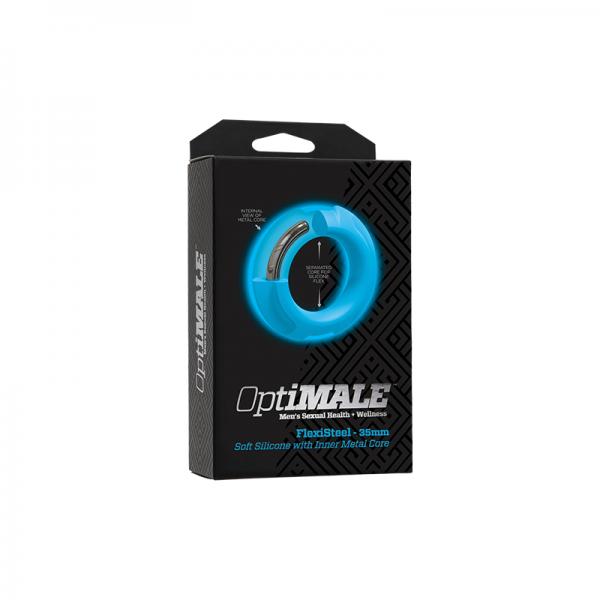 Optimale Flexisteel Silicone, Metal Core Cock Ring 35 Mm Blue Sex Toy Product