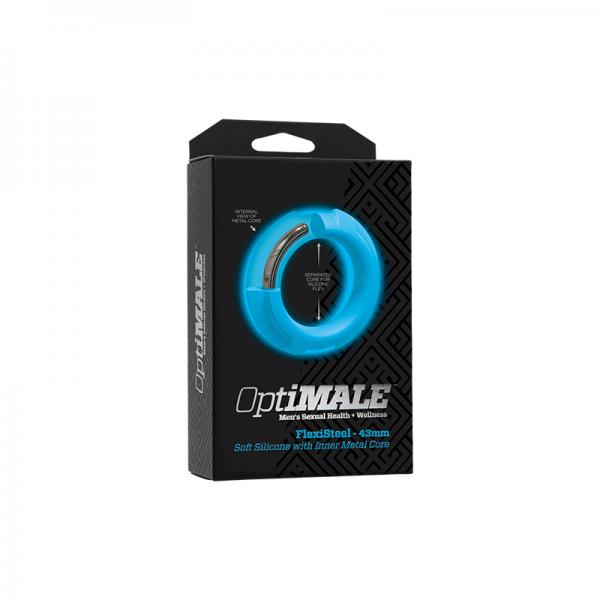 Optimale Flexisteel Silicone, Metal Core Cock Ring 43 Mm Blue Sex Toy Product