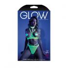 Glow Double Take Strappy Harness Open-shelf Bra & Cage Thong Neon Lemon M/l Sex Toy Product