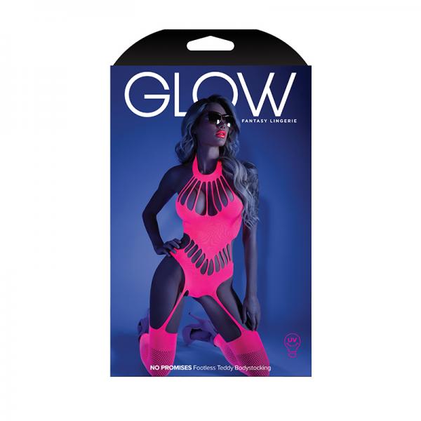 Glow No Promises Footless Teddy Bodystocking Neon Pink Os Sex Toy Product