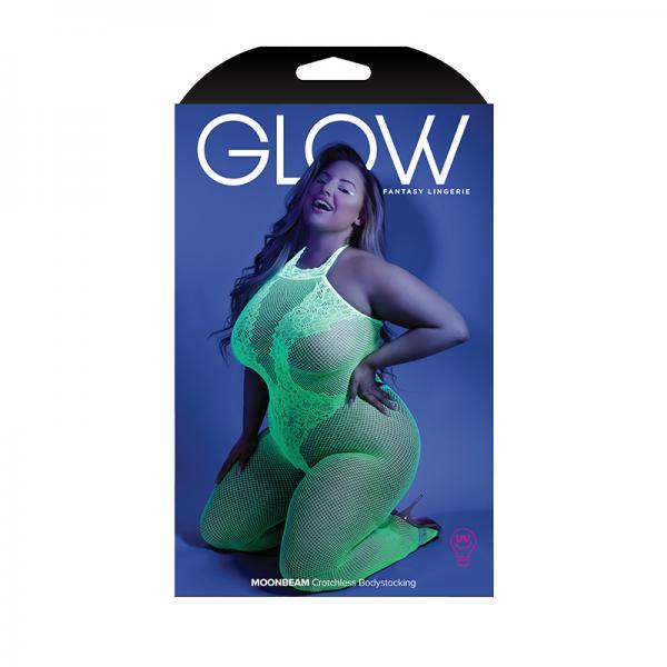 Glow Moonbeam Crotchless Bodystocking Green Qs Sex Toy Product