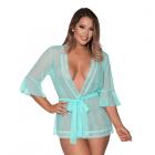 Magic Silk Seabreeze Robe W Lace Trim Turquoise L/xl Sex Toy Product
