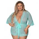Magic Silk Seabreeze Robe W Lace Trim Turquoise Queen  Size Sex Toy Product
