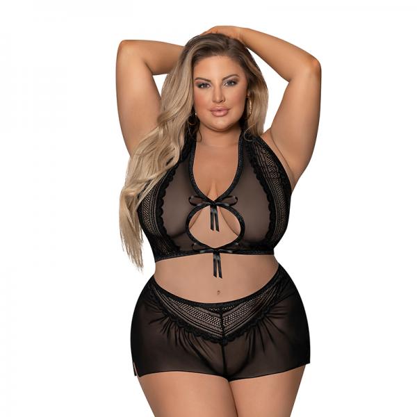 Magic Silk Modern Romance Haltr & Tap Panty Black Queen Size Sex Toy Product