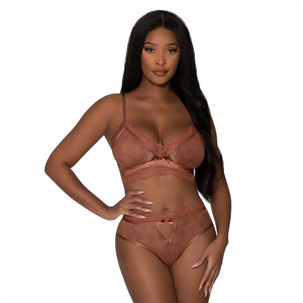 Magic Silk Caramel Kiss Bralette & G-string Panty Carmel L/xl Sex Toy Product