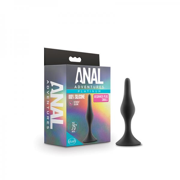 Anal Adventures Platinum Silicone Beginner Plug Small Black Sex Toy Product