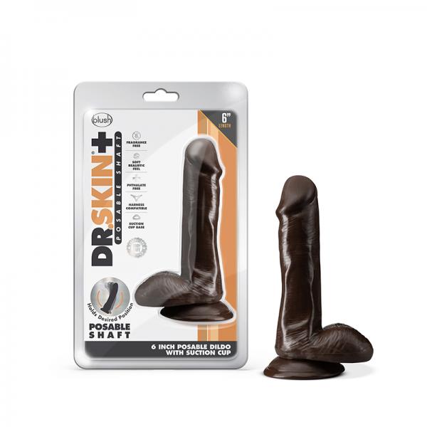 Dr. Skin Plus Posable Dildo With Balls 6 In. Chocolate Sex Toy Product