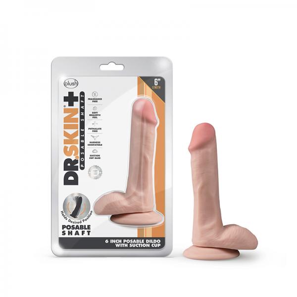 Dr. Skin Plus Posable Dildo With Balls 6 In. Vanilla Sex Toy Product