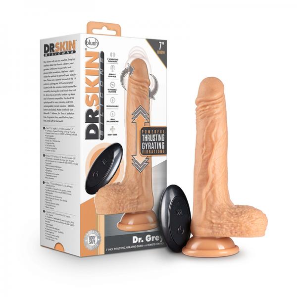 Dr. Skin Dr. Grey Thrusting Dildo Silicone 7 In. Vanilla Sex Toy Product