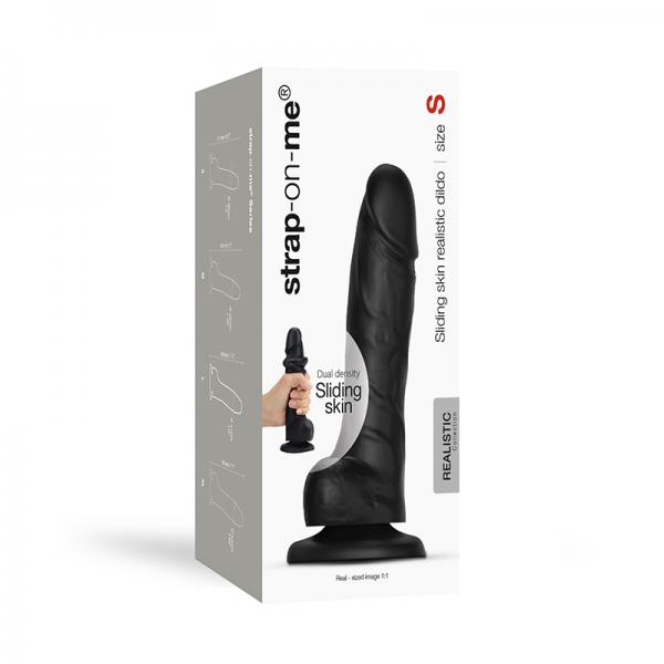 Strap-on-me Sliding Skin Realistic Dual-density Dildo Black S Sex Toy Product