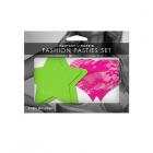 Neon Pasties 2-pack Neon Green Solid Star Neon Pink Lace Sex Toy Product
