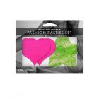 Neon Pasties 2-pack Neon Pink Solid Heart Neon Green Lace Star Sex Toy Product