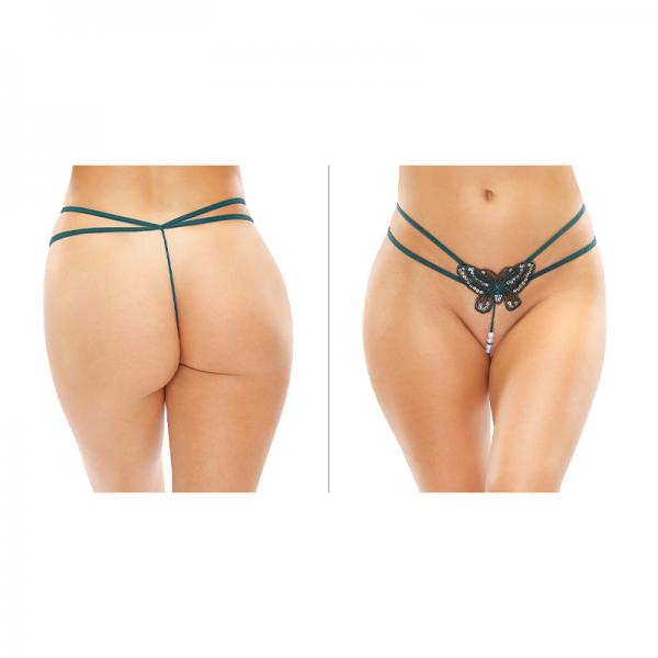 Zinnia Sequin Butterfly Strappy Pearl G-string Green S/m Sex Toy Product